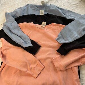Blair Womens L Top Pullover Sweatshirt Lot Pink  blue black long sleeve vintage